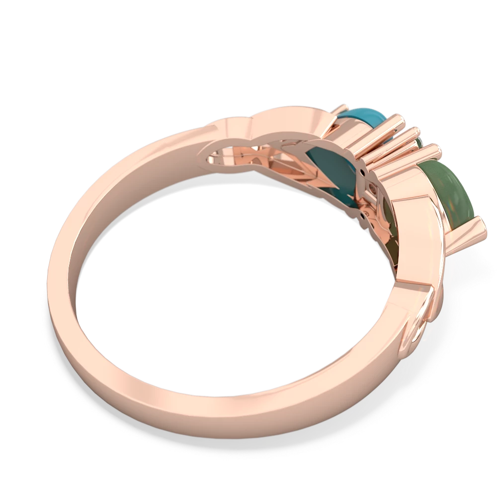 Jade Celtic Knot Double Heart 14K Rose Gold ring R5040