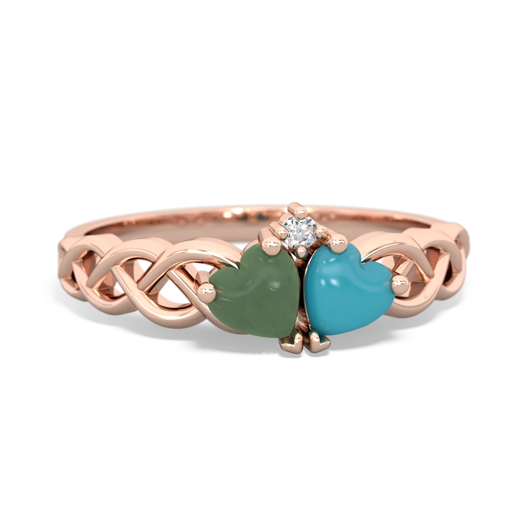 Jade Heart To Heart Braid 14K Rose Gold ring R5870