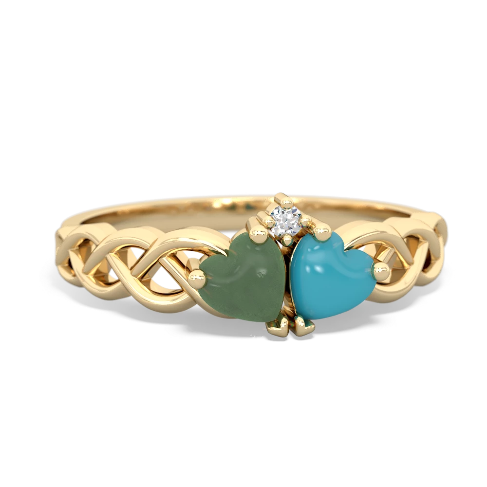 Jade Heart To Heart Braid 14K Yellow Gold ring R5870