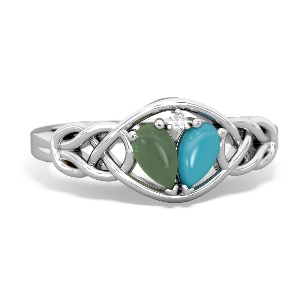 Jade Celtic Love Knot 14K White Gold ring R5420