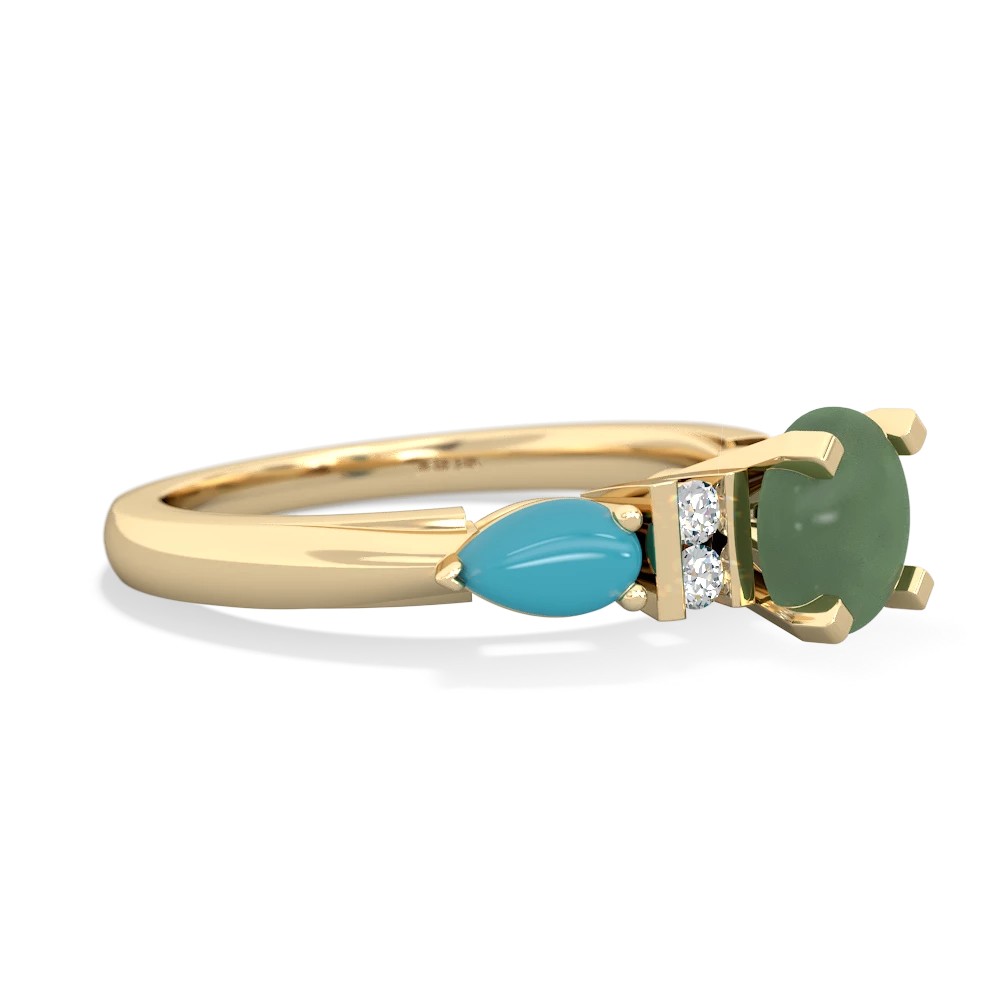 Jade 6Mm Round Eternal Embrace Engagement 14K Yellow Gold ring R2005