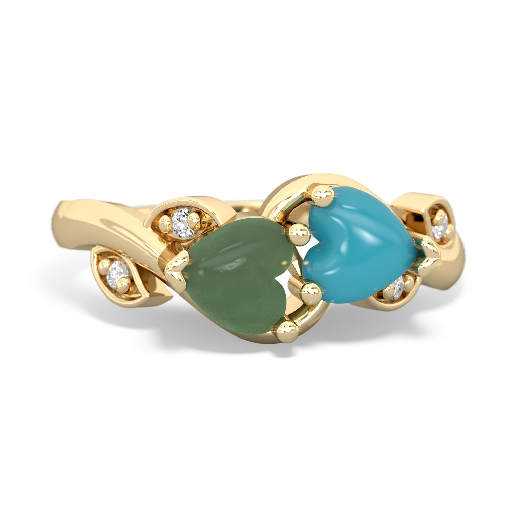 Jade Floral Elegance 14K Yellow Gold ring R5790