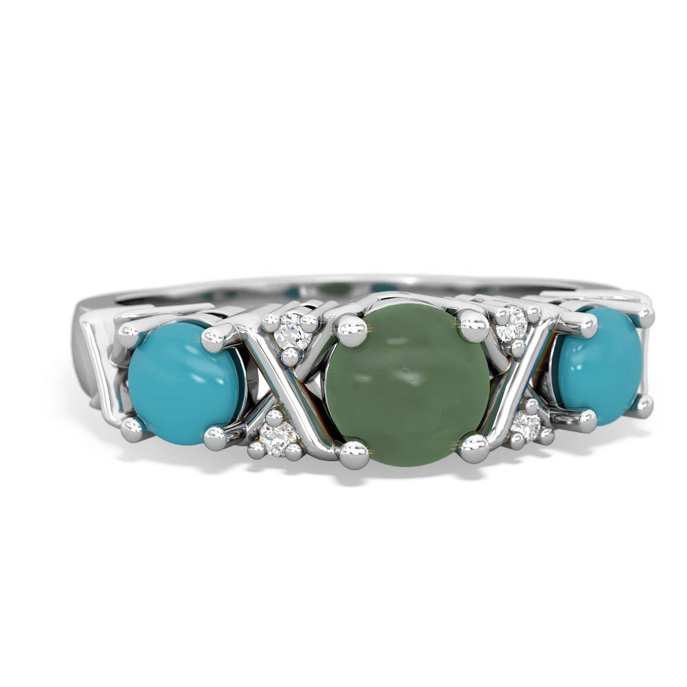 Jade Hugs And Kisses 14K White Gold ring R5016