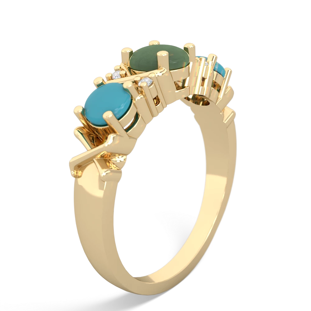 Jade Hugs And Kisses 14K Yellow Gold ring R5016