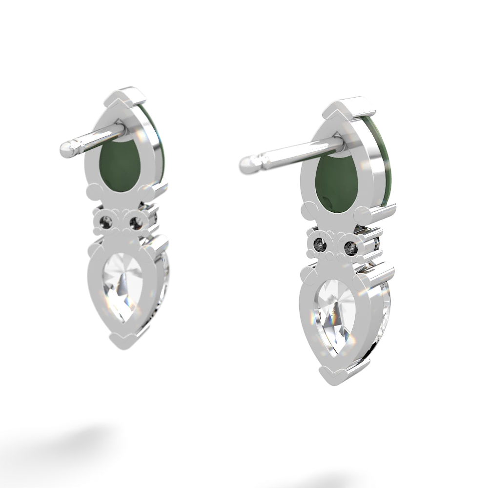 Jade Bowtie Drop 14K White Gold earrings E0865