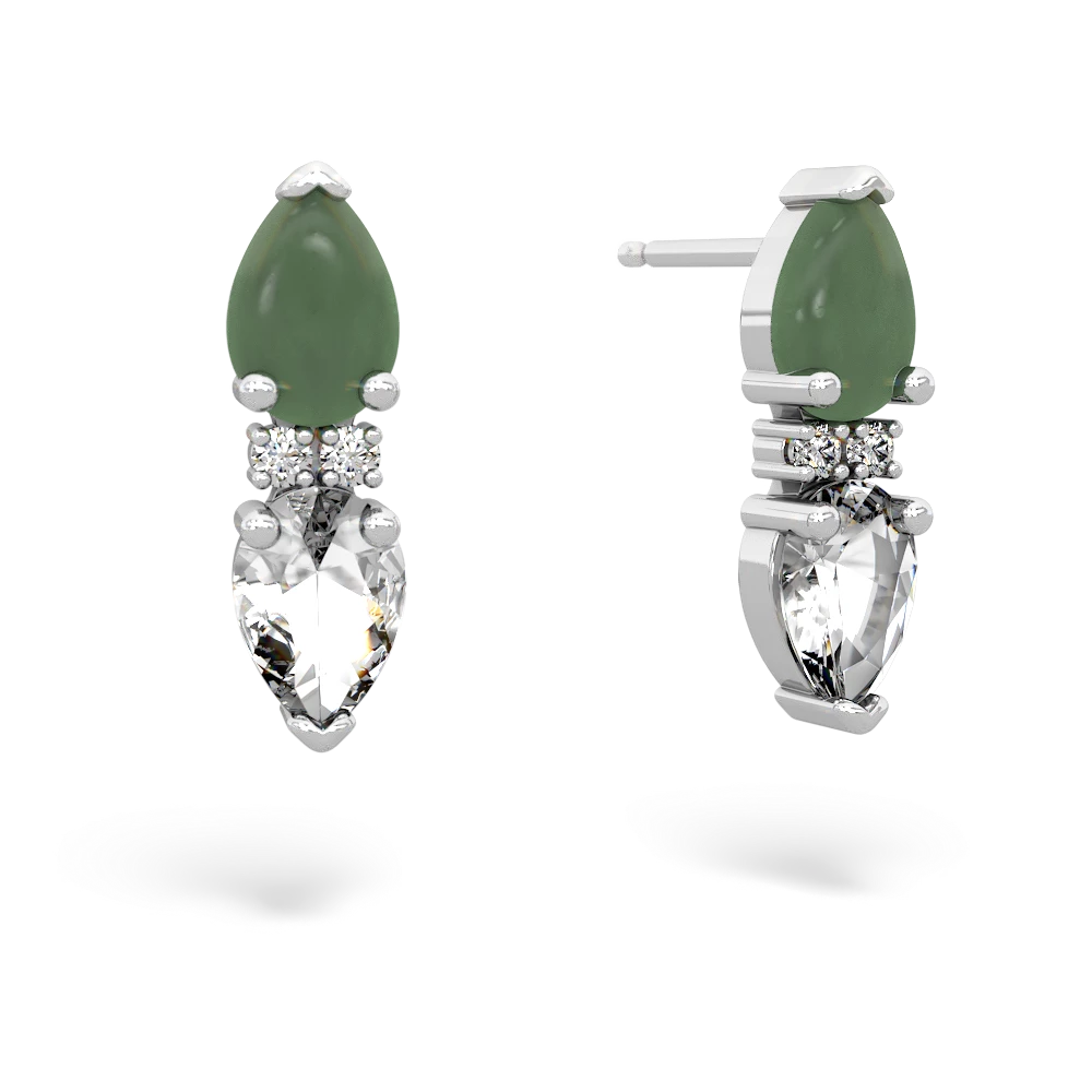 Jade Bowtie Drop 14K White Gold earrings E0865