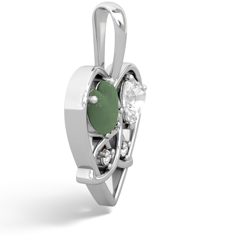 Jade Celtic Trinity Heart 14K White Gold pendant P5331