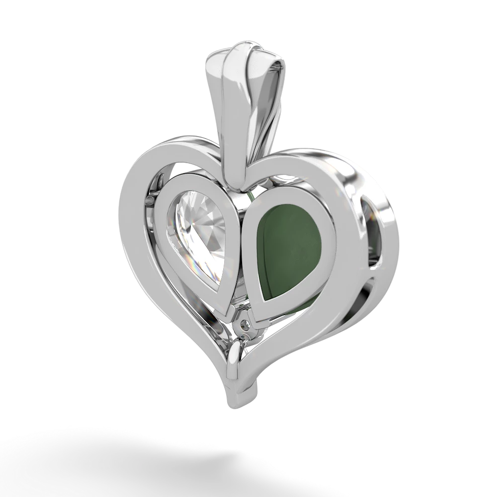 Jade Two Become One 14K White Gold pendant P5330