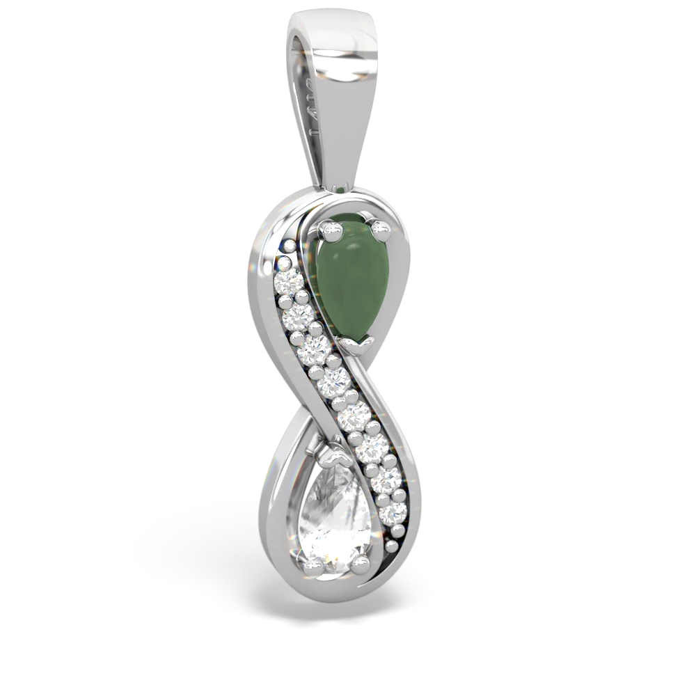 Jade Diamond Infinity 14K White Gold pendant P5390