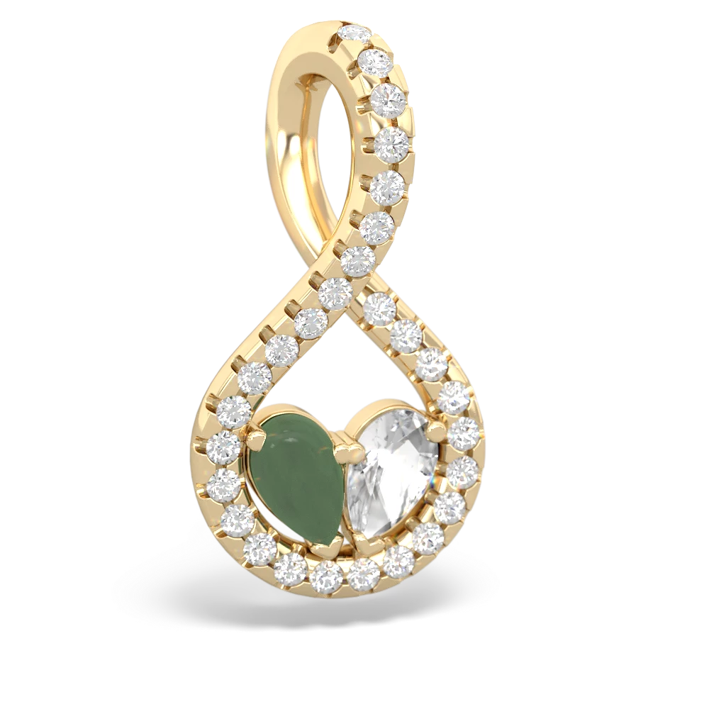 Jade Pave Twist 'One Heart' 14K Yellow Gold pendant P5360