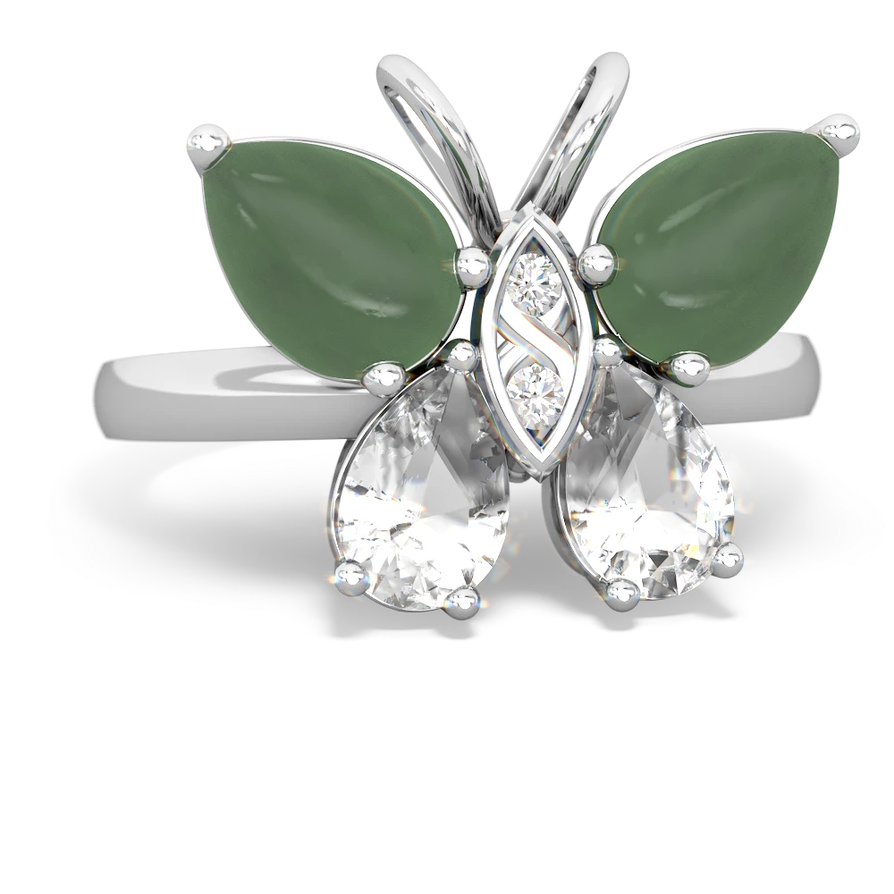 Jade Butterfly 14K White Gold ring R2215