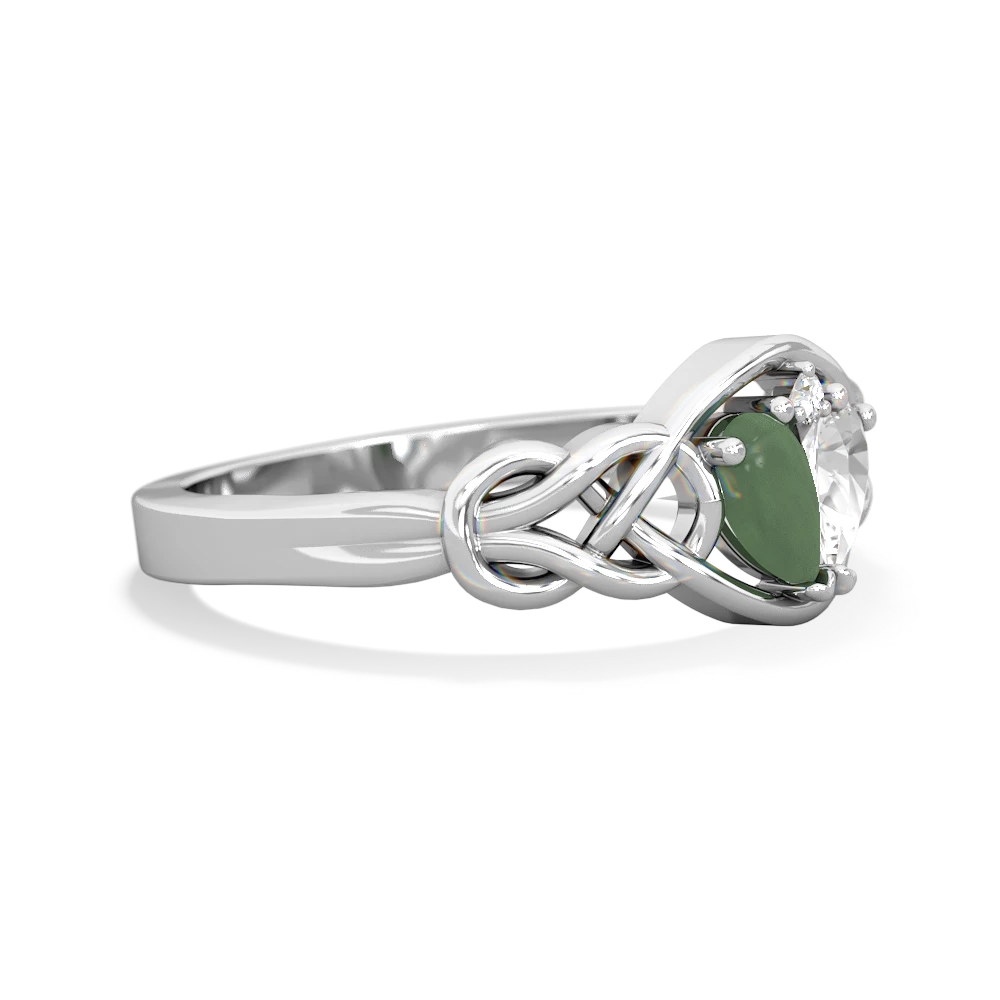 Jade Celtic Love Knot 14K White Gold ring R5420