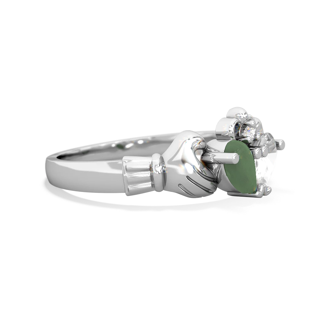 Jade 'Our Heart' Claddagh 14K White Gold ring R2388