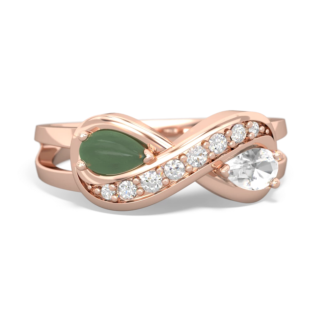 Jade Diamond Infinity 14K Rose Gold ring R5390