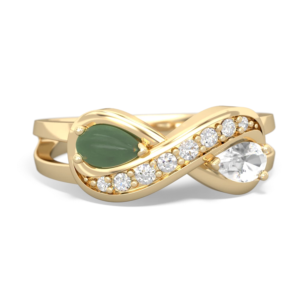 Jade Diamond Infinity 14K Yellow Gold ring R5390