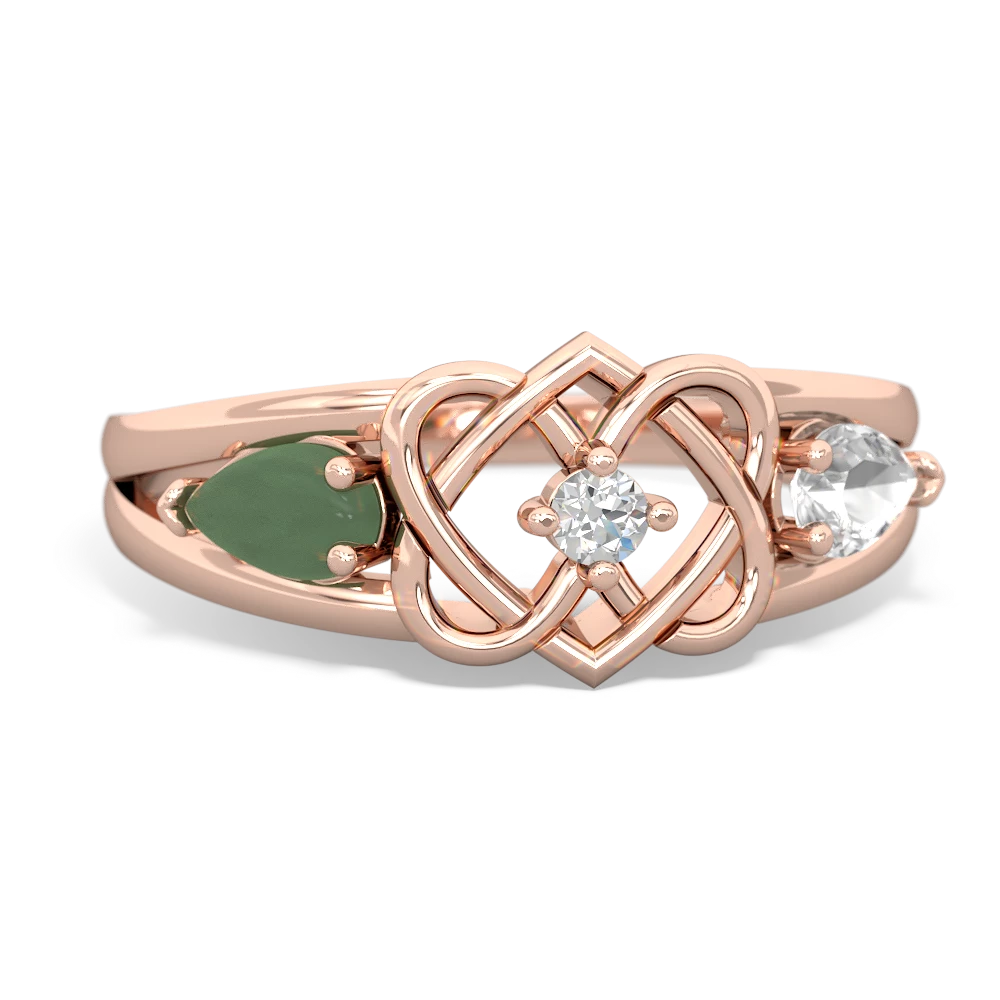 Jade Hearts Intertwined 14K Rose Gold ring R5880