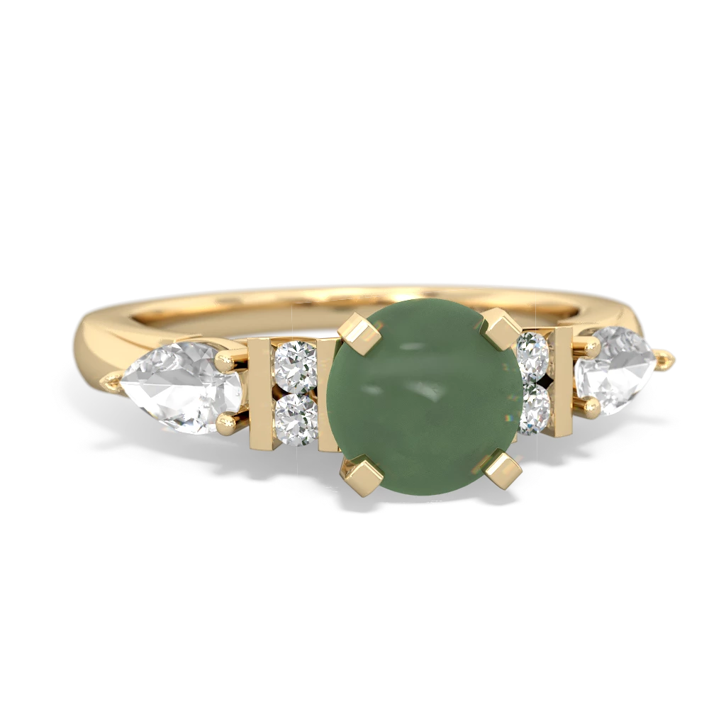 Jade 6Mm Round Eternal Embrace Engagement 14K Yellow Gold ring R2005