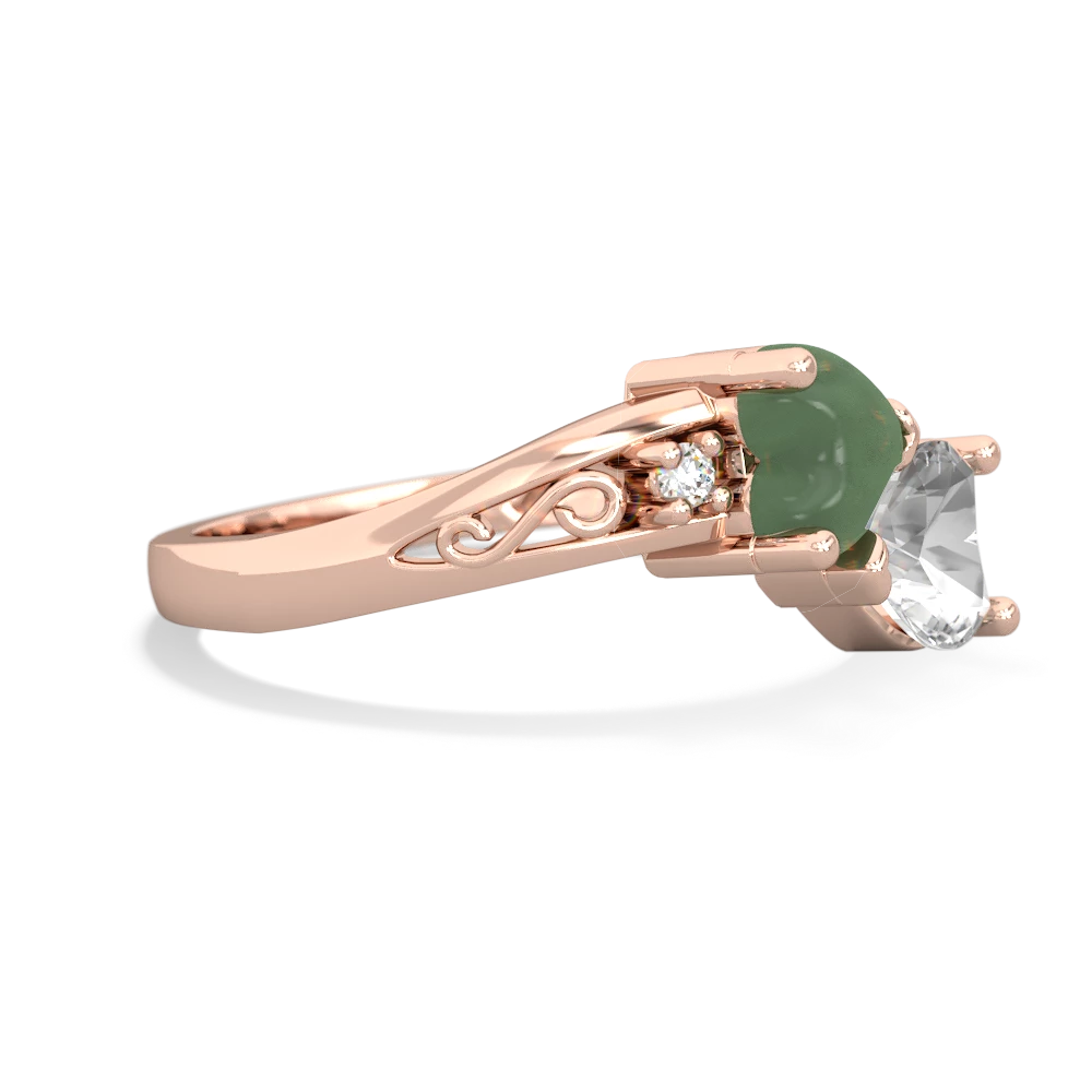 Jade Snuggling Hearts 14K Rose Gold ring R2178