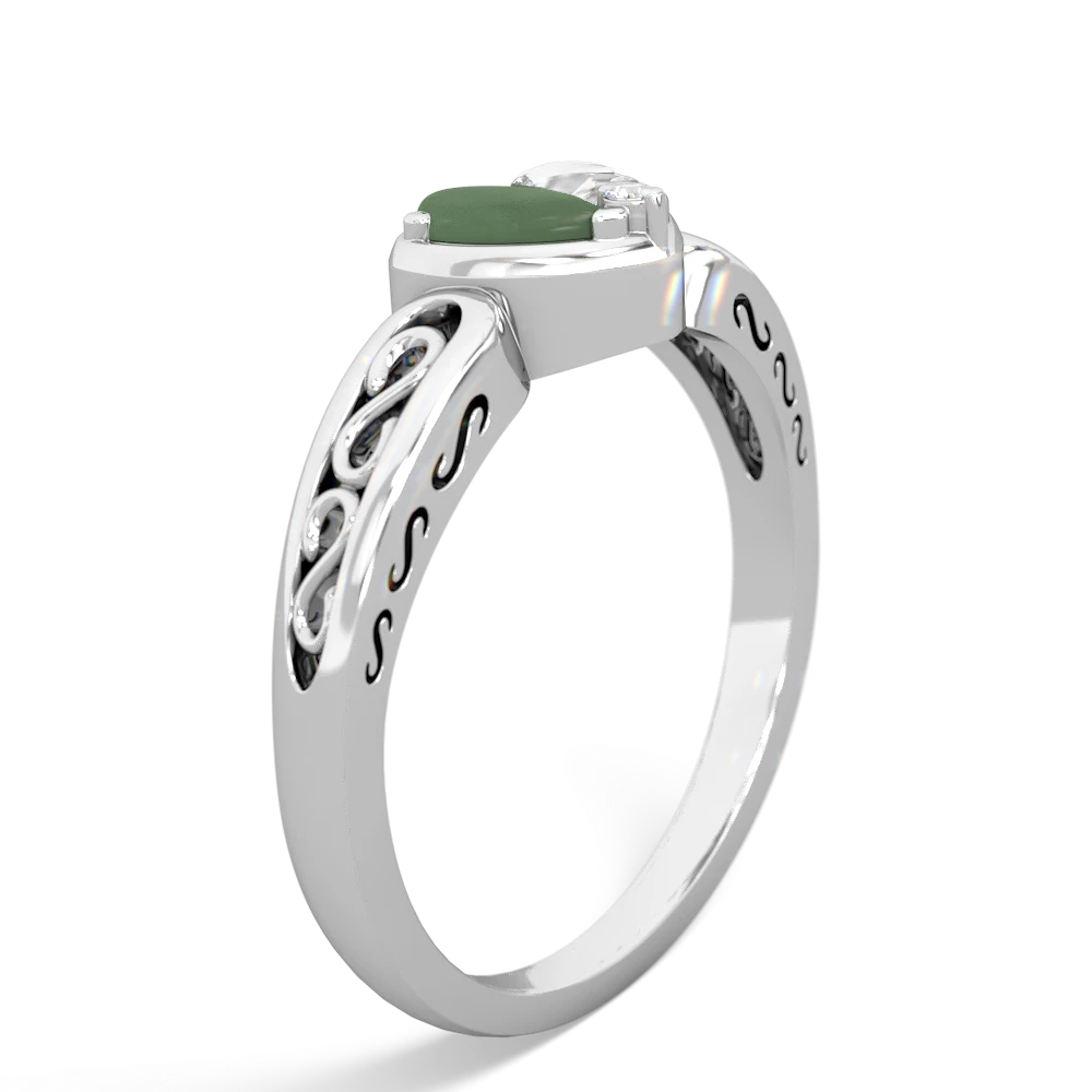 Jade Filligree 'One Heart' 14K White Gold ring R5070