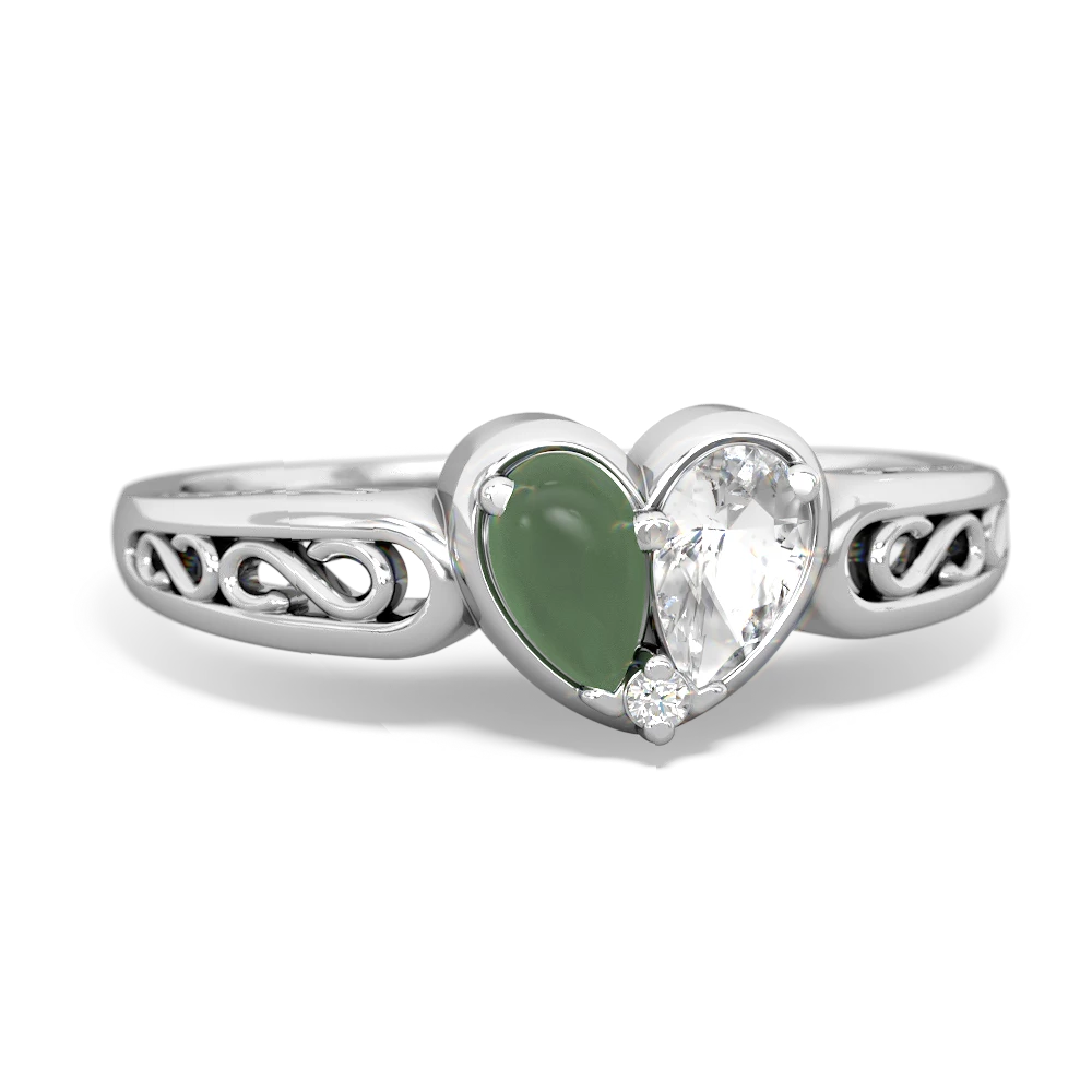 Jade Filligree 'One Heart' 14K White Gold ring R5070