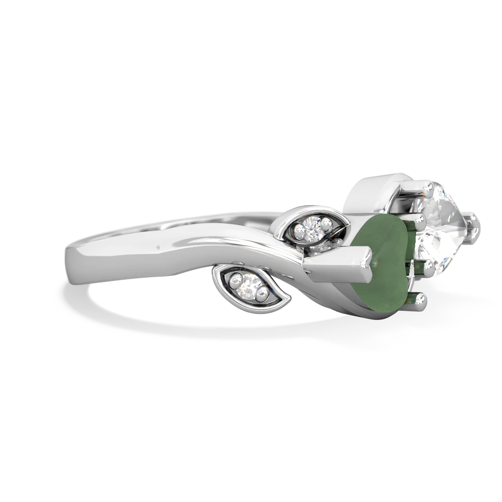 Jade Floral Elegance 14K White Gold ring R5790