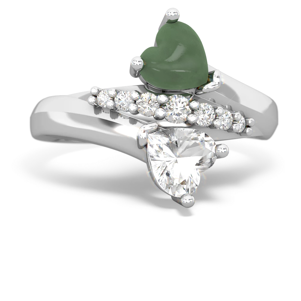 Jade Heart To Heart 14K White Gold ring R2064