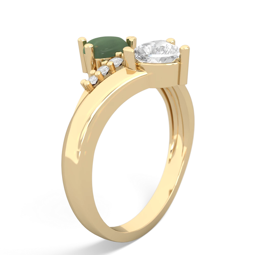 Jade Heart To Heart 14K Yellow Gold ring R2064