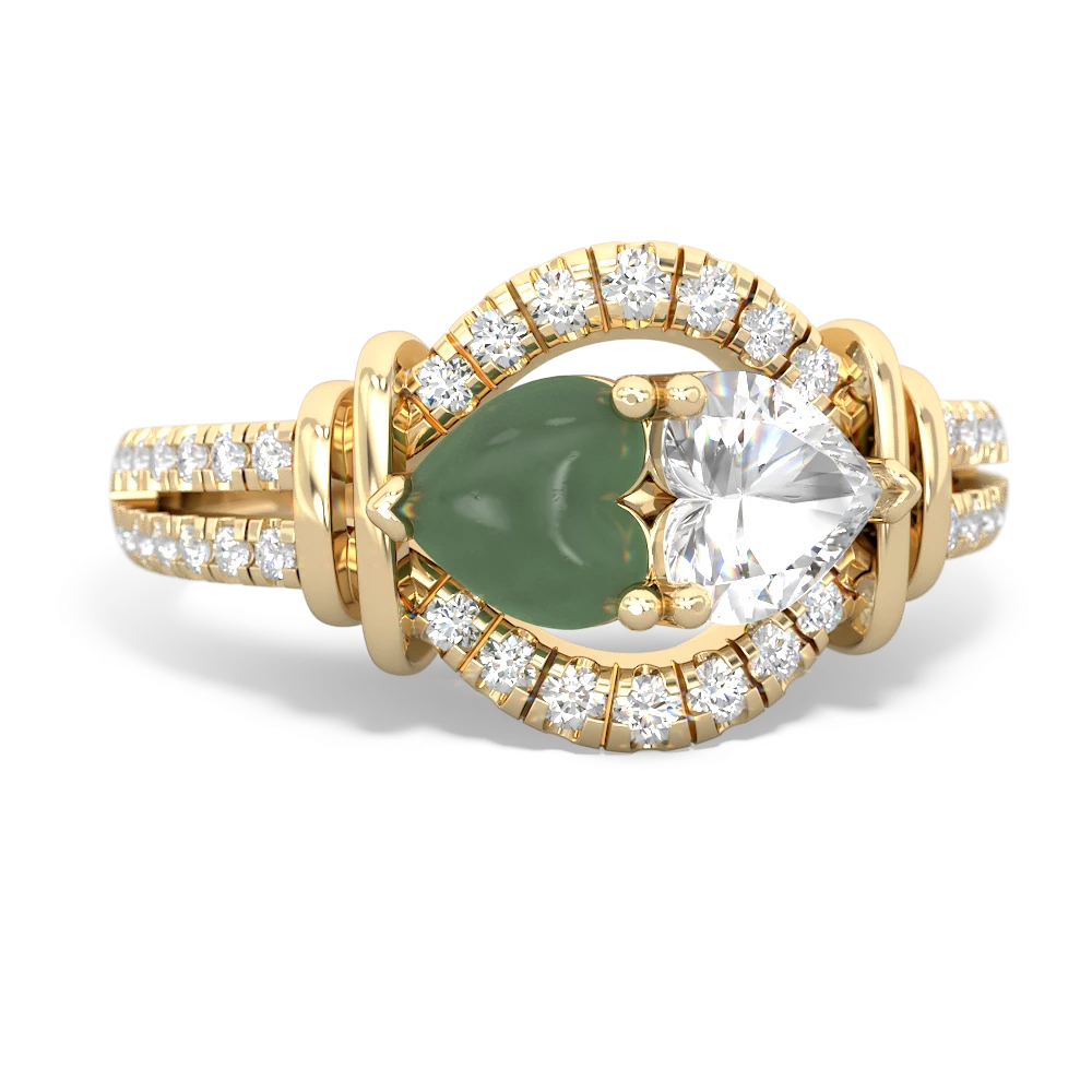 Jade Art-Deco Keepsake 14K Yellow Gold ring R5630