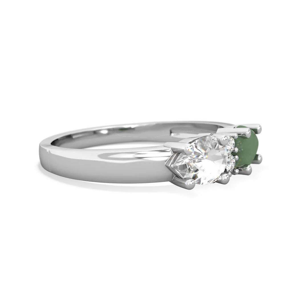 Jade Pear Bowtie 14K White Gold ring R0865