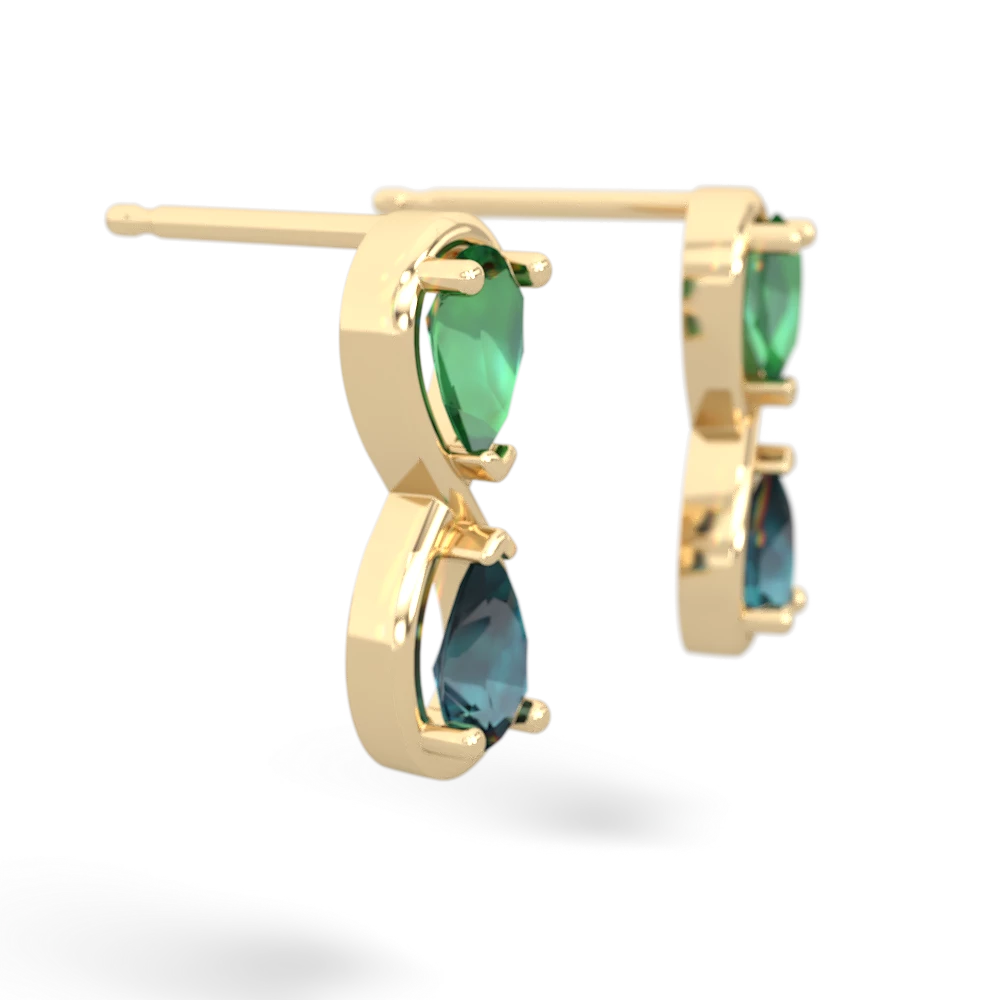 Lab Emerald Infinity 14K Yellow Gold earrings E5050