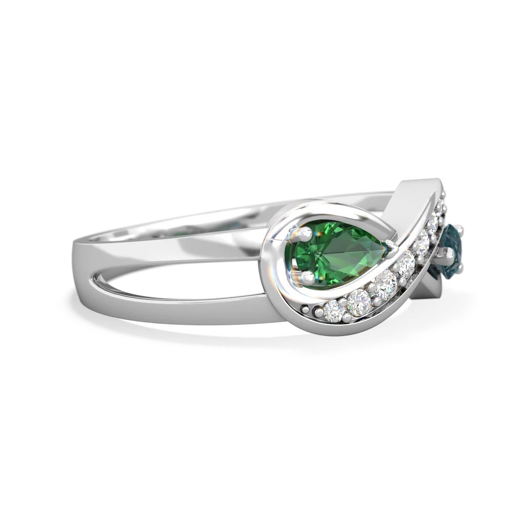 Lab Emerald Diamond Infinity 14K White Gold ring R5390