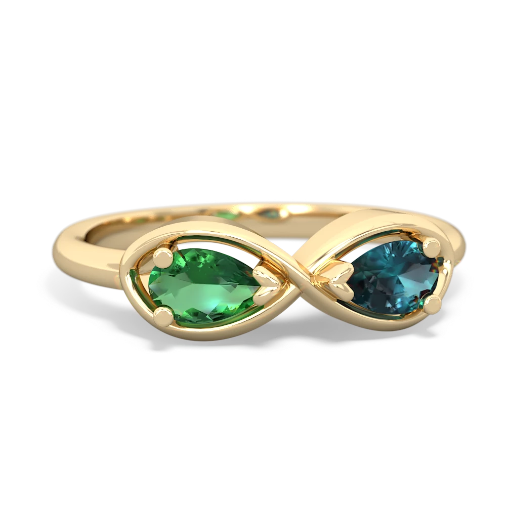 Lab Emerald Infinity 14K Yellow Gold ring R5050