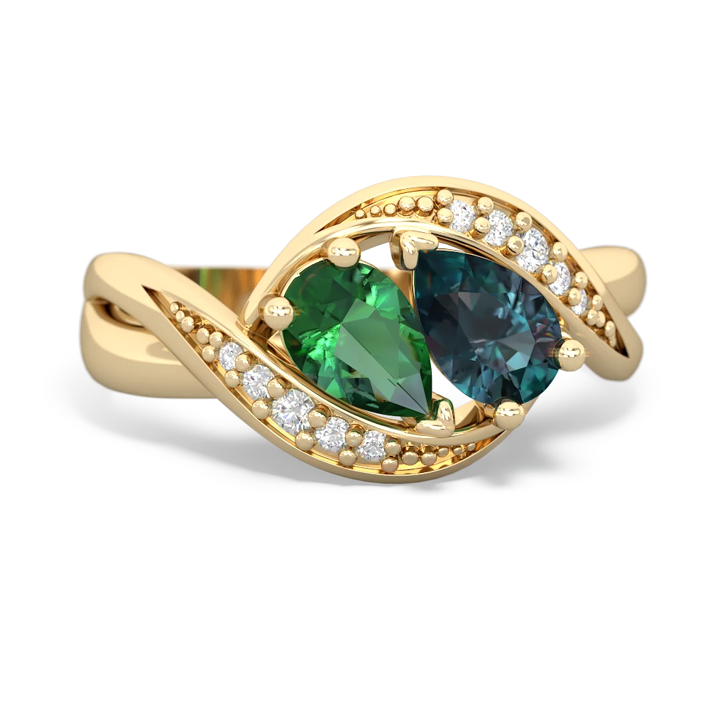 Lab Emerald Summer Winds 14K Yellow Gold ring R5342