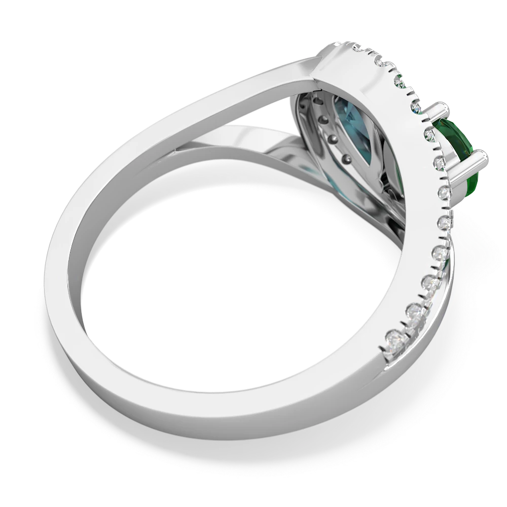 Lab Emerald Nestled Heart Keepsake 14K White Gold ring R5650