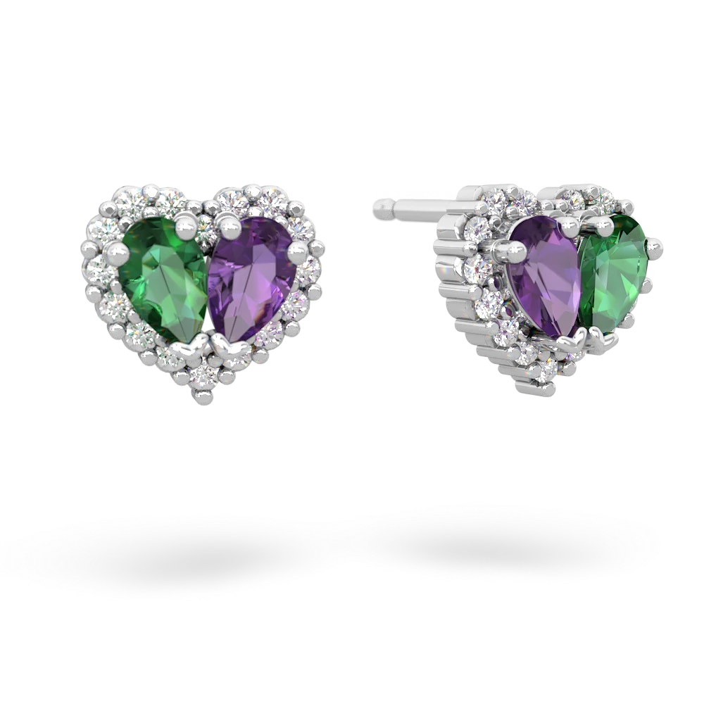 Lab Emerald Halo 14K White Gold earrings E7008