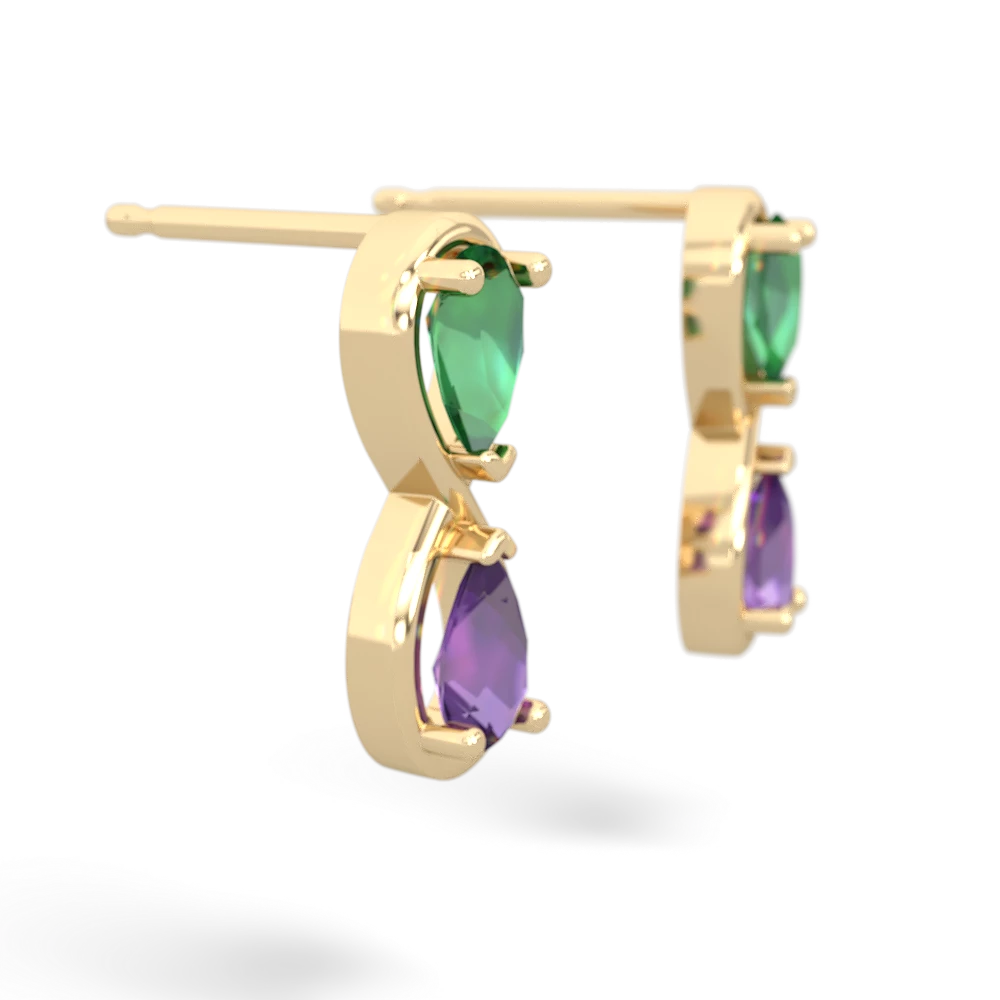 Lab Emerald Infinity 14K Yellow Gold earrings E5050