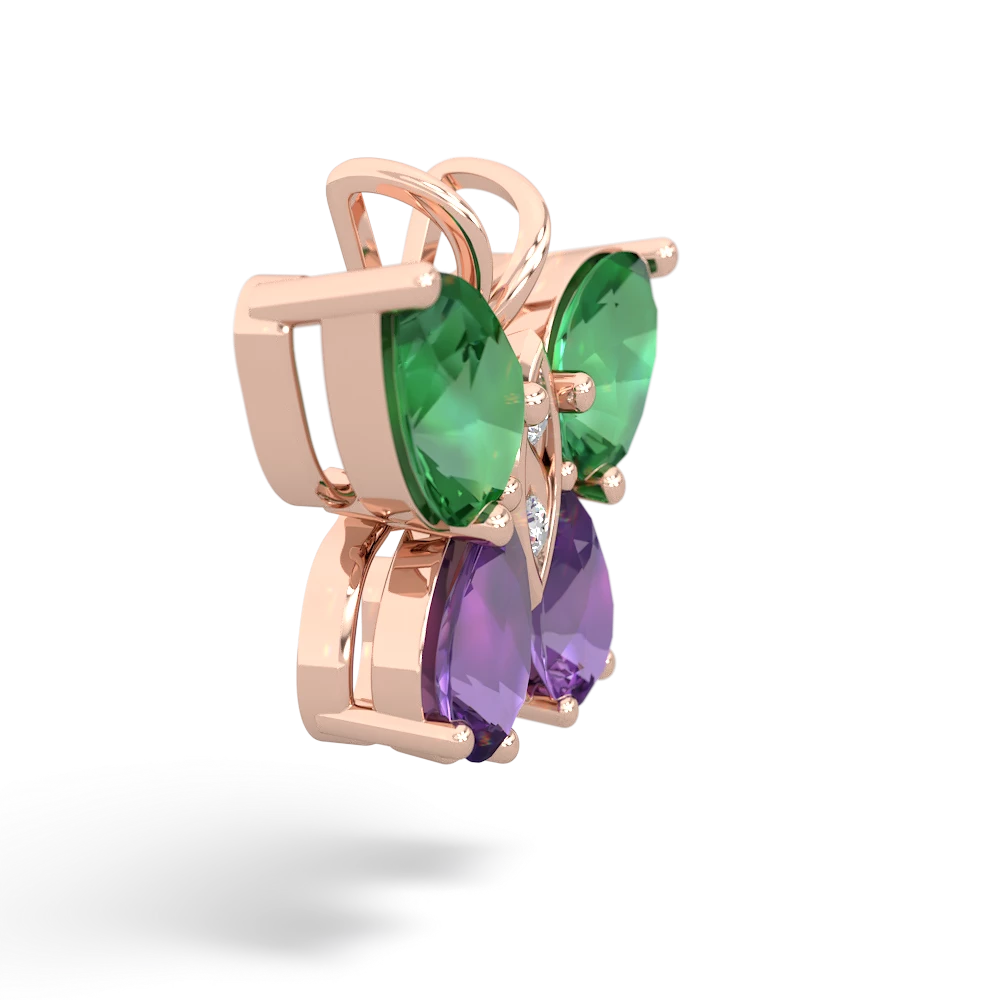 Lab Emerald Butterfly 14K Rose Gold pendant P2215