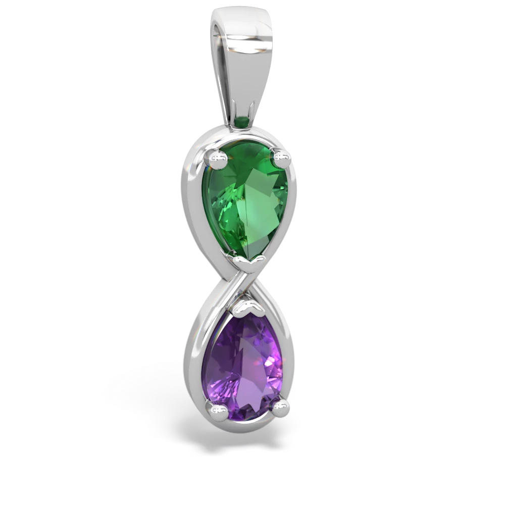 Lab Emerald Infinity 14K White Gold pendant P5050