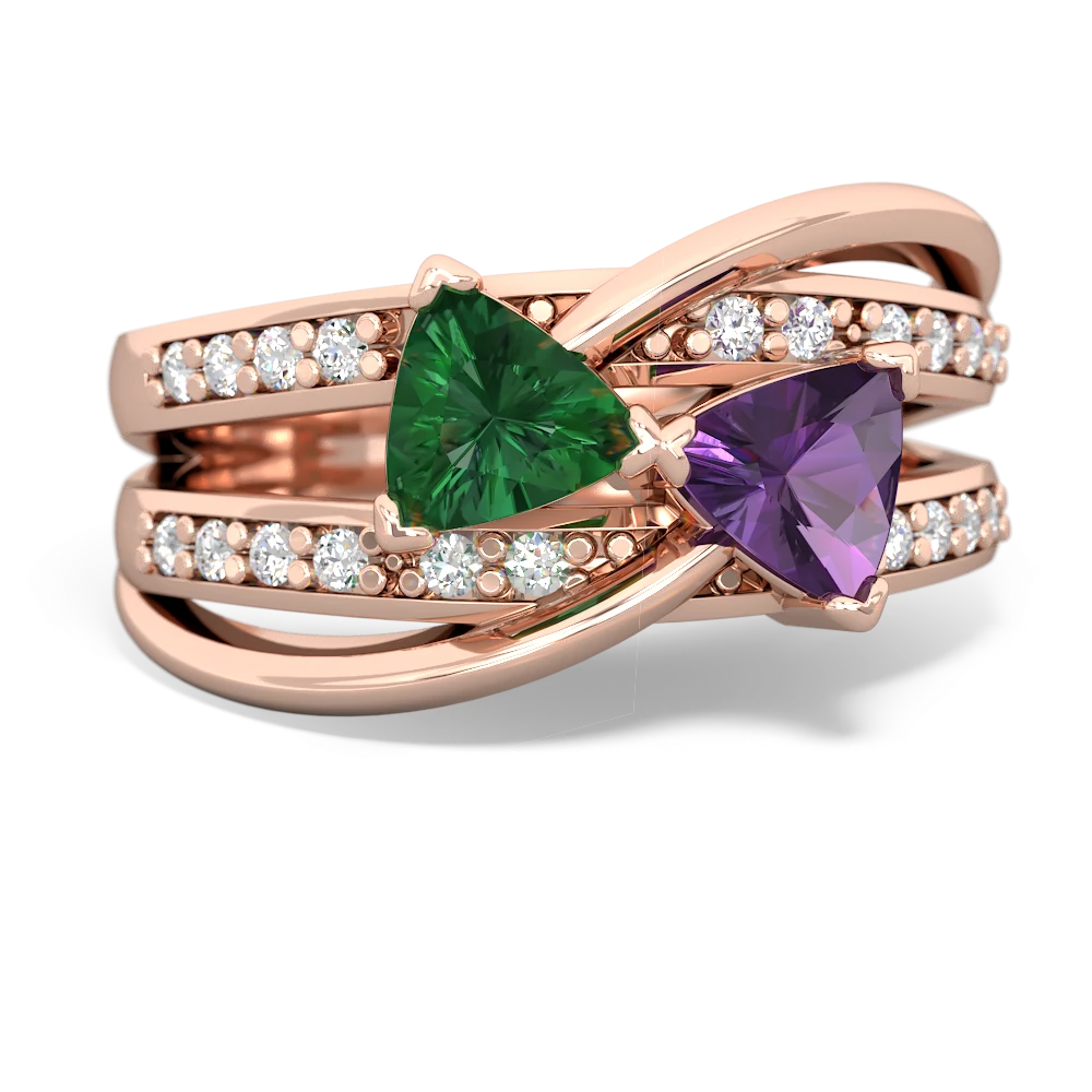 Lab Emerald Bowtie 14K Rose Gold ring R2360