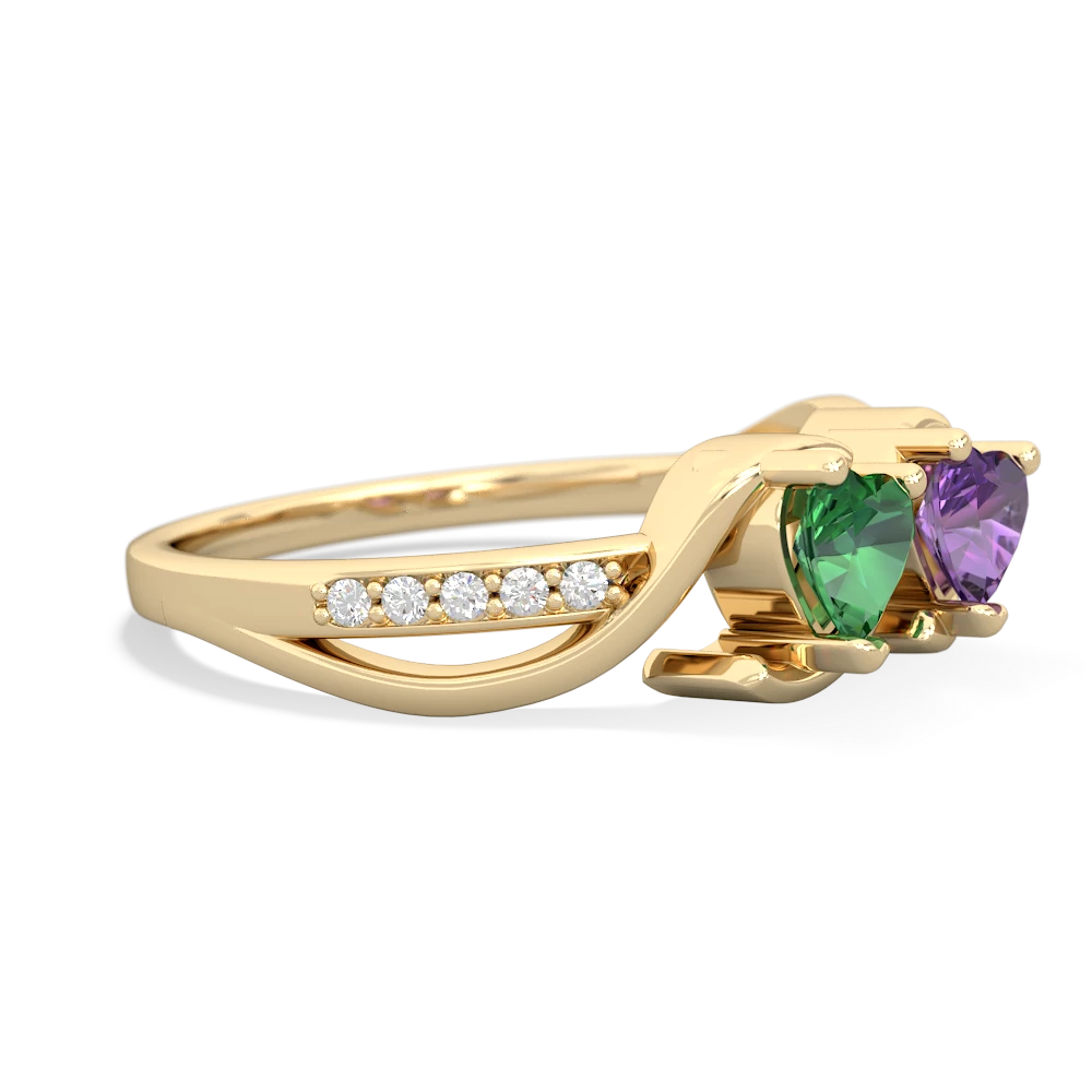 Lab Emerald Side By Side 14K Yellow Gold ring R3090