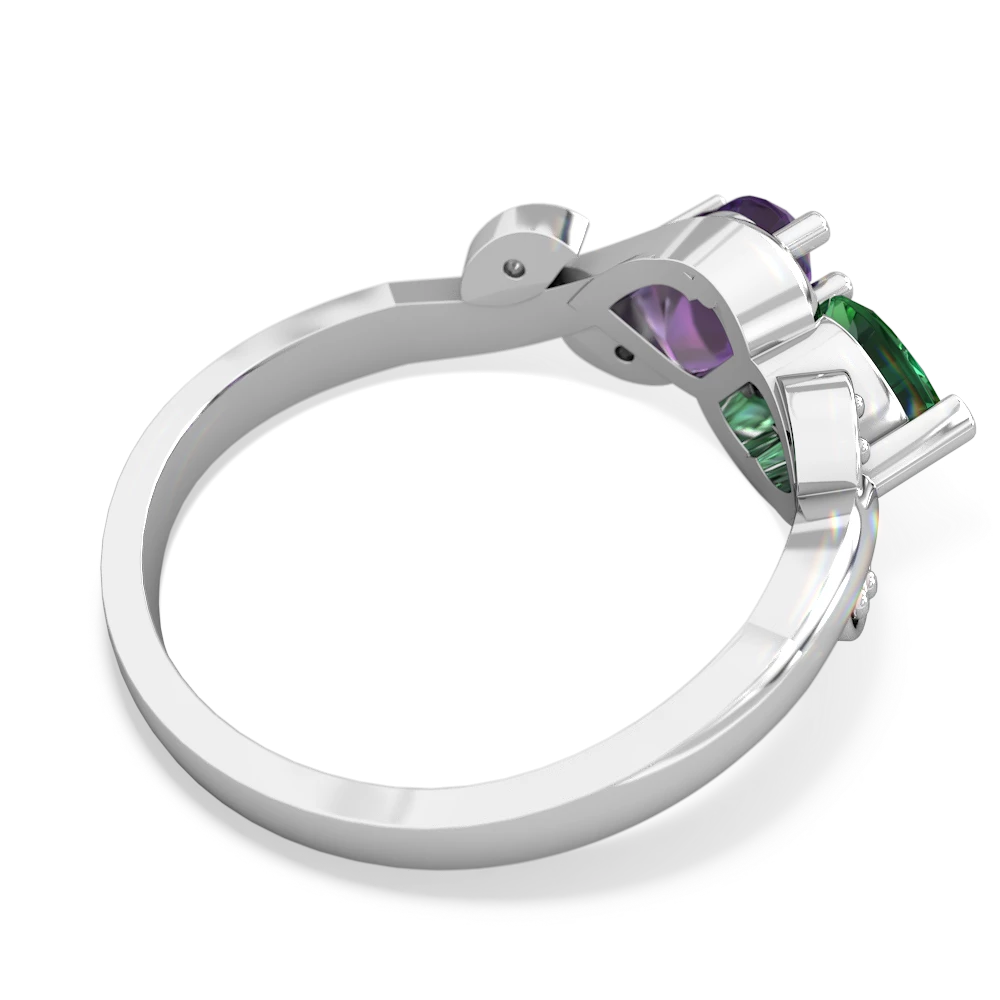 Lab Emerald Floral Elegance 14K White Gold ring R5790