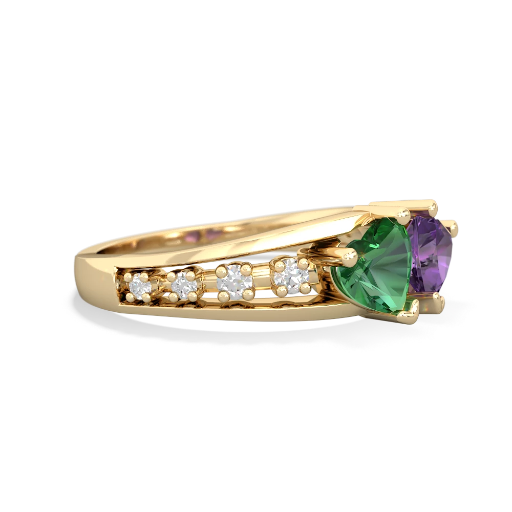 Lab Emerald Heart To Heart 14K Yellow Gold ring R3342