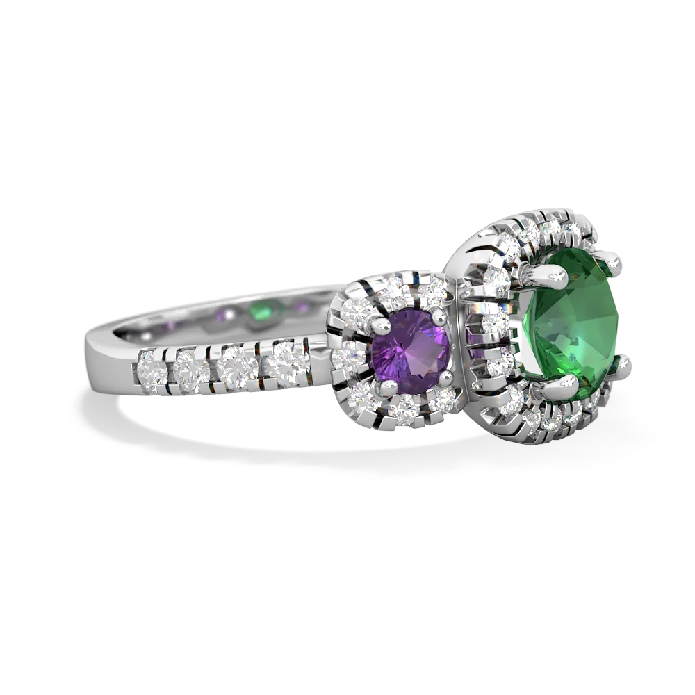 Lab Emerald Regal Halo 14K White Gold ring R5350