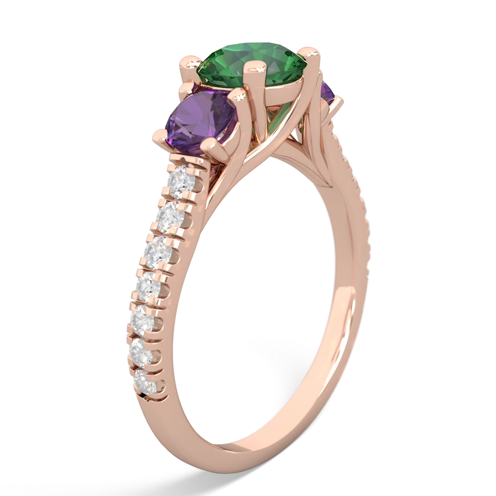 Lab Emerald Pave Trellis 14K Rose Gold ring R5500