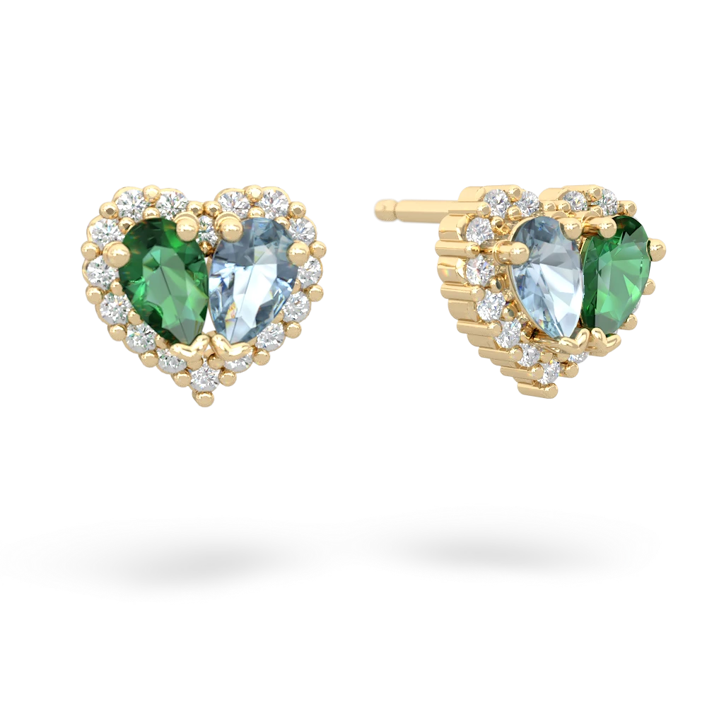 Lab Emerald Halo 14K Yellow Gold earrings E7008