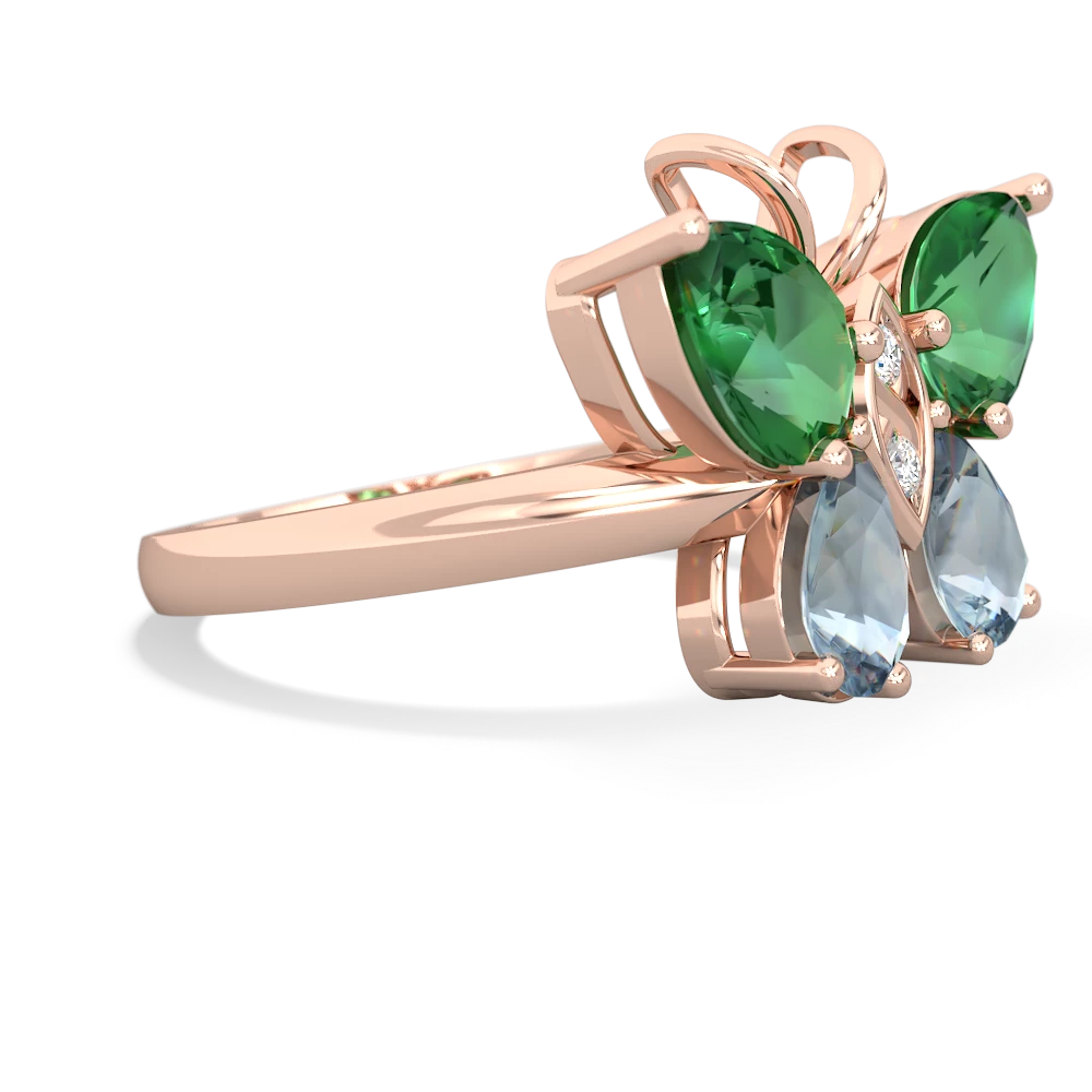 Lab Emerald Butterfly 14K Rose Gold ring R2215