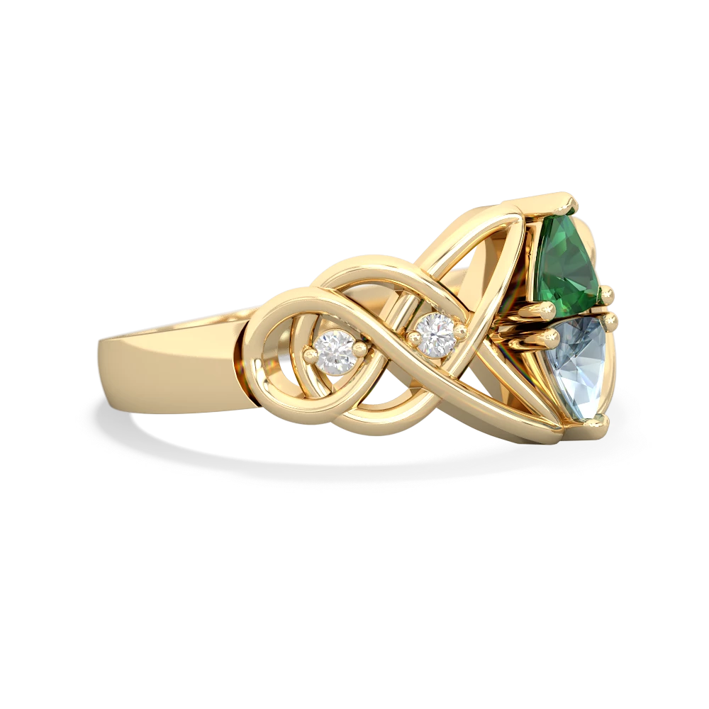 Lab Emerald Keepsake Celtic Knot 14K Yellow Gold ring R5300