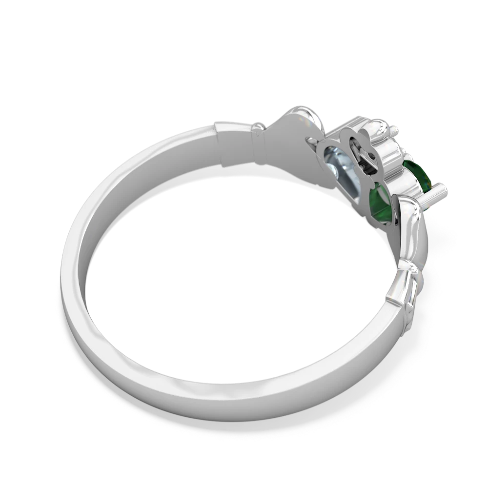 Lab Emerald 'Our Heart' Claddagh 14K White Gold ring R2388