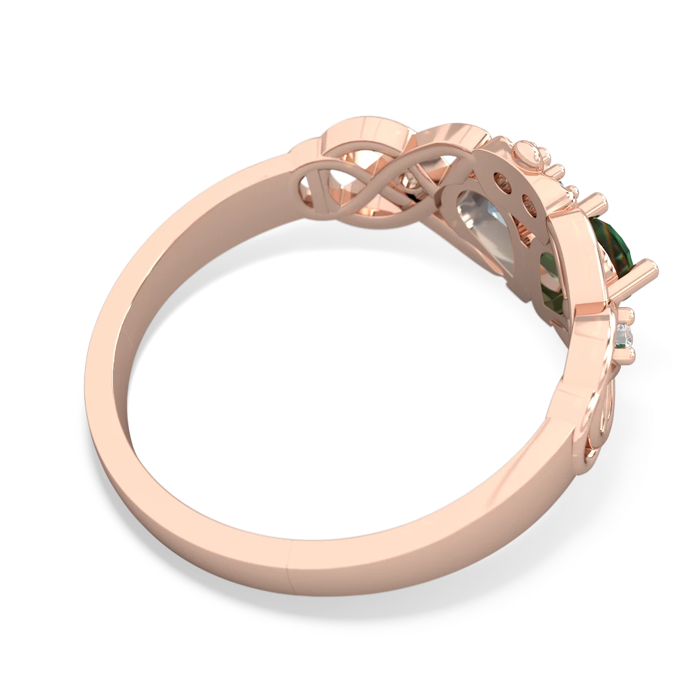 Lab Emerald 'One Heart' Celtic Knot Claddagh 14K Rose Gold ring R5322