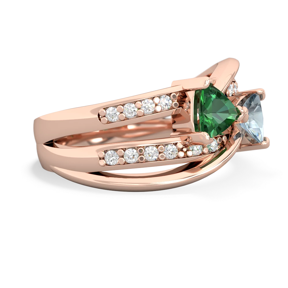 Lab Emerald Bowtie 14K Rose Gold ring R2360